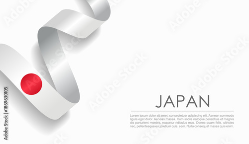 Japanese flag wavy ribbon, symbolizing national pride, ideal for patriotic or cultural design themes. Vector illustration.