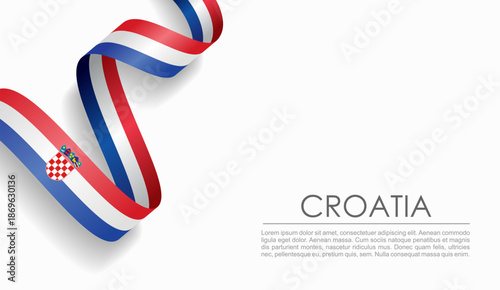 Croatian flag wavy ribbon, symbolizing national pride, ideal for patriotic or cultural design themes. Vector illustration.