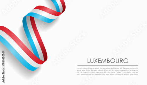 Luxembourg flag wavy ribbon, symbolizing national pride, ideal for patriotic or cultural design themes. Vector illustration.