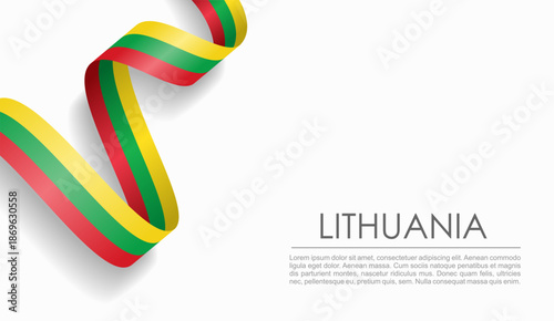 Lithuanian flag wavy ribbon, symbolizing national pride, ideal for patriotic or cultural design themes. Vector illustration.