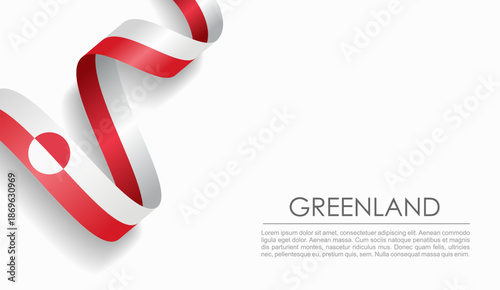 Greenland flag wavy ribbon, ideal for patriotic or cultural design themes. Vector illustration.