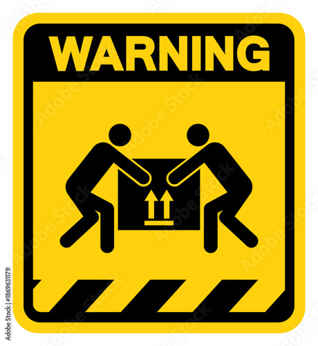 Team Lifting Required Warning Sign, Vector Illustration, Isolate On White Background Label. EPS10