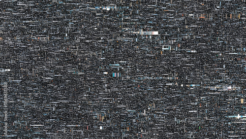 Dense dystopian urban sprawl pattern with intricate details and dark monochromatic color palette