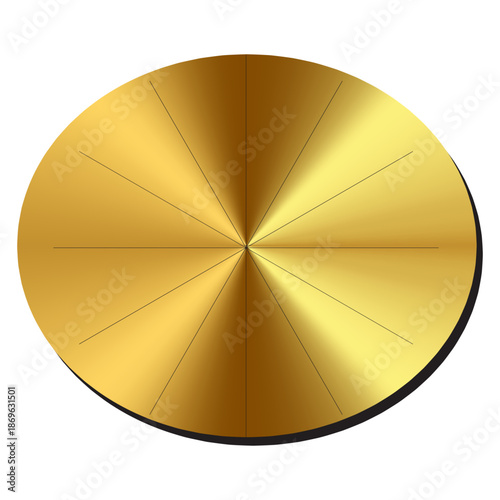 Abstract Golden Metallic Circle with Radial Symmetry