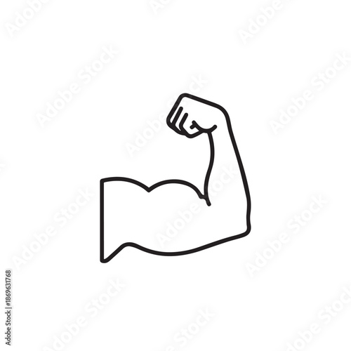 "Flexed Biceps Muscle Strength and Bodybuilding Icon"