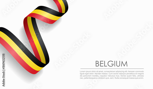 Belgian flag wavy ribbon, ideal for patriotic or cultural design themes. Vector illustration.