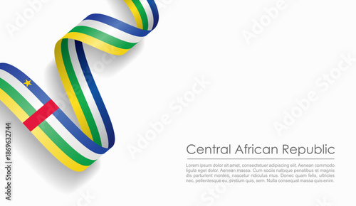 Central African Republic flag wavy ribbon, ideal for patriotic or cultural design themes. Vector illustration.