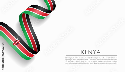 Tableau sur toile Kenyan flag wavy ribbon, ideal for patriotic or cultural design themes