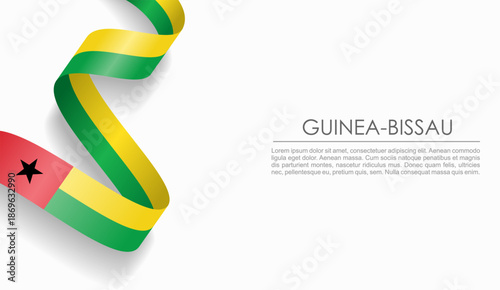 Guinea-Bissau flag wavy ribbon, symbolizing national pride, ideal for patriotic or cultural design themes. Vector illustration.