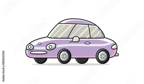 Charming purple compact car vector illustration in a minimalist style