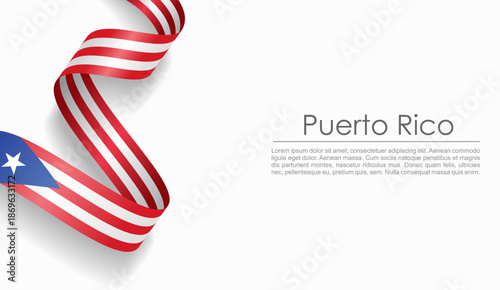 Puerto Rican flag wavy ribbon, symbolizing national pride, ideal for patriotic or cultural design themes. Vector illustration.