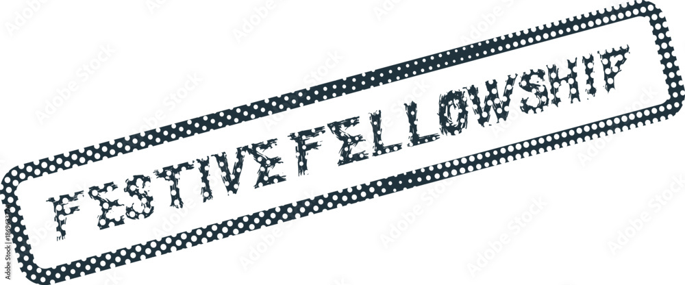Fototapeta premium Festive Fellowship Dotted Outline Stamp with Human Figures Creating Text on White Surface