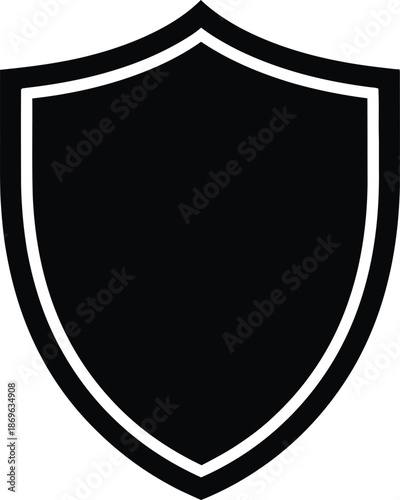 Black shield icon with white outline
