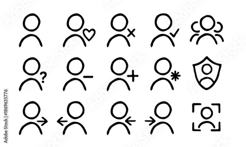 User People Account Doodle Icon collection set