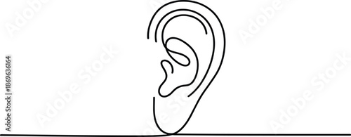 Black and white line of a human ear anatomy line black and white