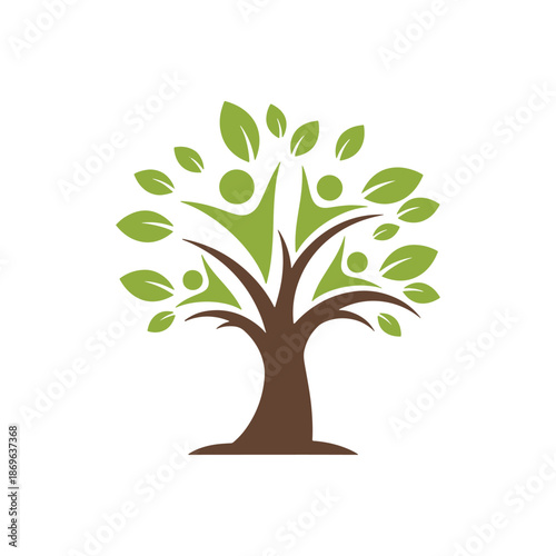 Green and brown tree with leaves and fruits