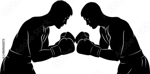 Silhouette of Two Boxers Facing Off in the Ring Ready to Fight Sports Combat Concept