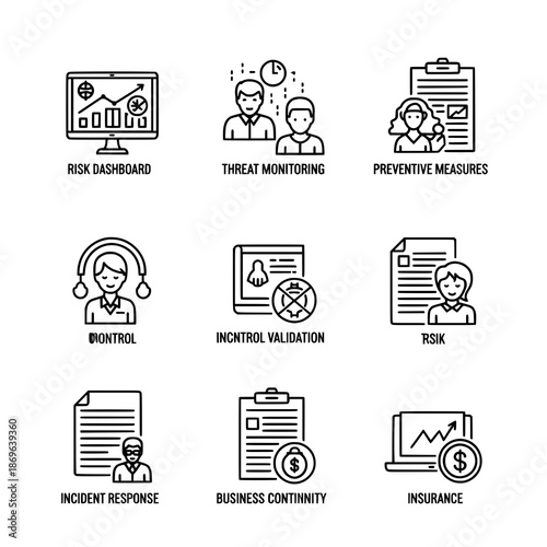 Corporate hierarchy outline icon set vector for organizational structure