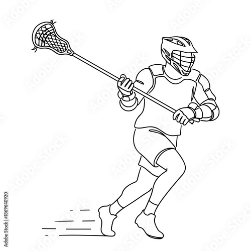 Lacrosse player against white background