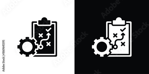 Planning Icon Set Black And White