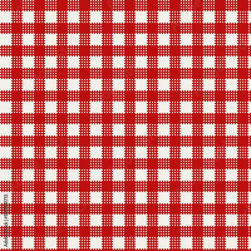 赤とアイボリーのギンガムチェックシームレスパターン