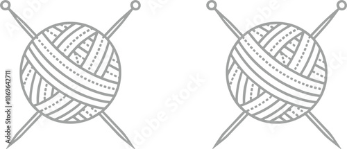 Ball of yarn with crossed knitting needles icon silhouette for handmade craft hobby wool textile and sewing concepts,