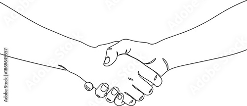 Continuous one line drawing of a handshake for business partnership agreement cooperation trust success teamwork and professional relationship,