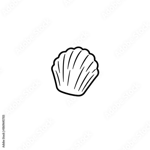 [Vector EPS]Simple black and white line drawing of a seashell on a white background