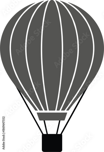 Hot air balloon silhouette icon for travel adventure outdoor recreation air transportation summer festival and leisure flight concepts,
