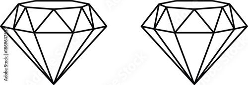 Luxury diamond gemstone line icons for jewelry design engagement rings precious stones wealth elegance and high-end fashion branding,