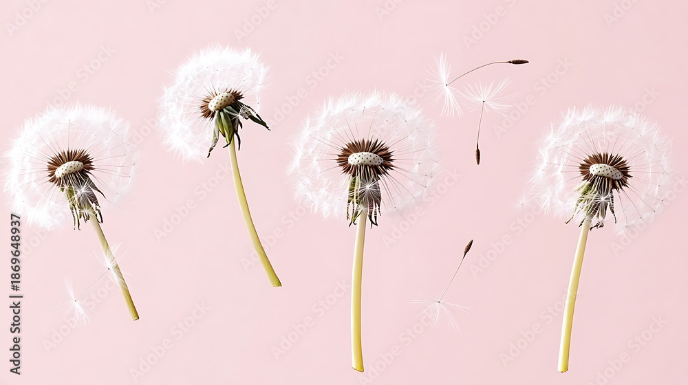 Fototapeta premium Dandelion Wishes: A Gentle Flight