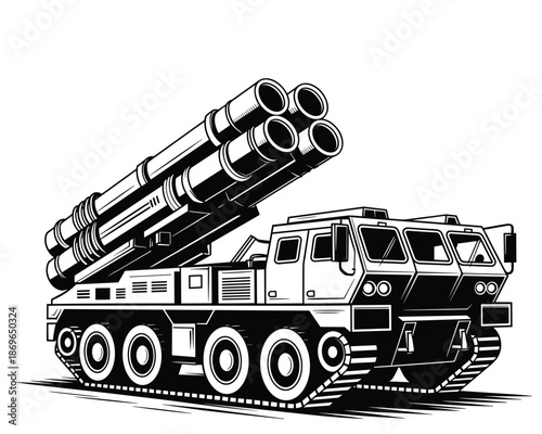 Military rocket launcher vehicle 