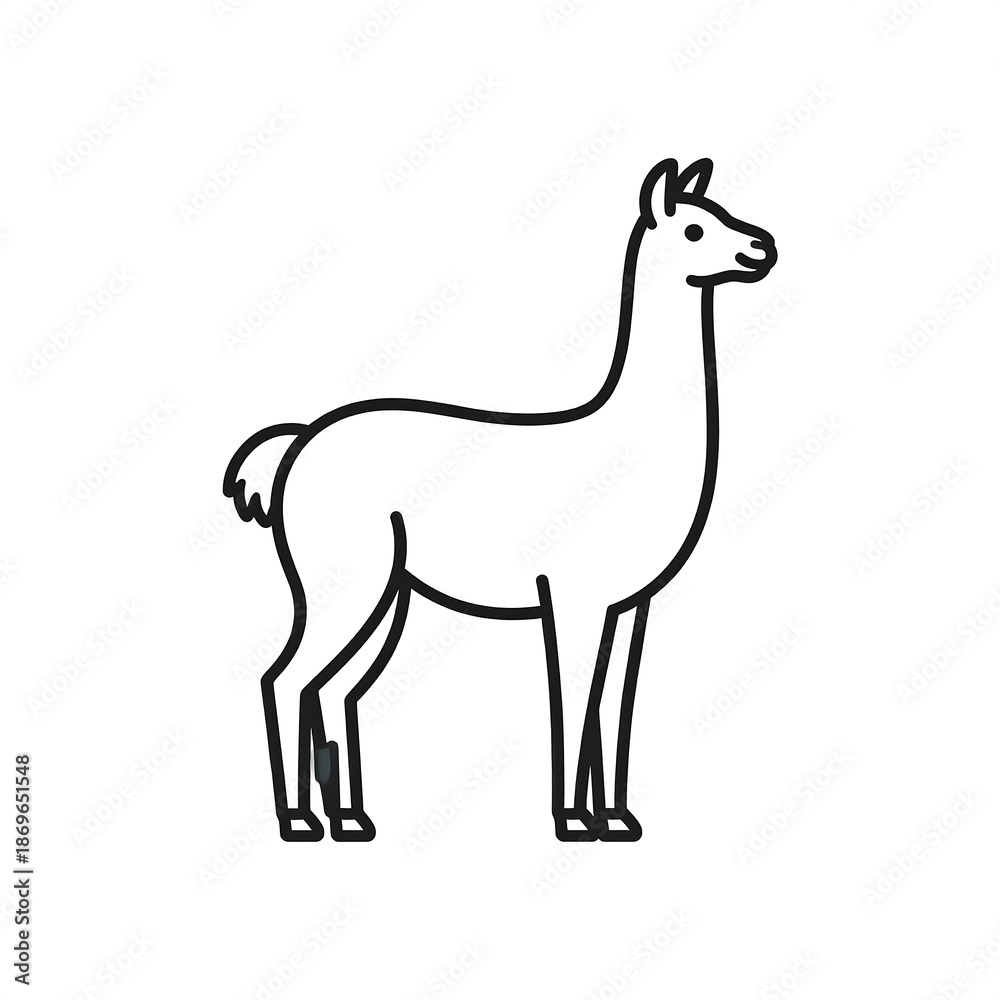 custom made wallpaper toronto digitalLlama Illustration - Simple Black and White Outline of a South American Camelid.