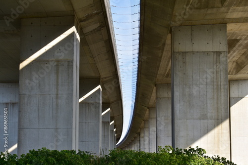 Scenery under the highway overpass.