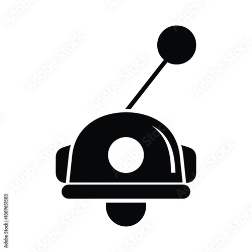 Vector illustration icon black silhouette of a futuristic robot head with antenna isolated on white background and sleek design elements