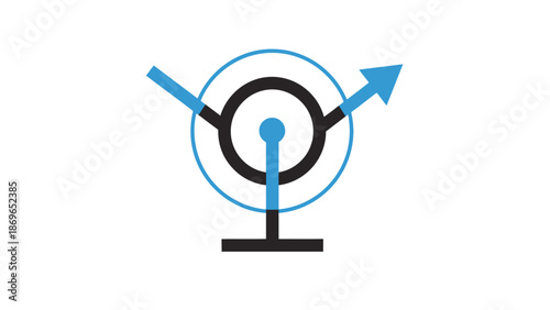 Abstract multi-directional target symbol with three outward arrows, representing distribution, outreach, or strategic focus, on an isolated white background.