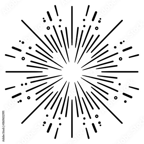 Starburst design with lines and shapes on white background