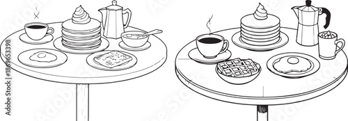 Breakfast table with waffle maker and coffee pot