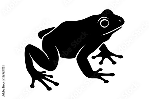 Black frog silhouette isolated on transparent background. An ideal vector amphibian illustration for environmental branding or creative nature-themed designs.