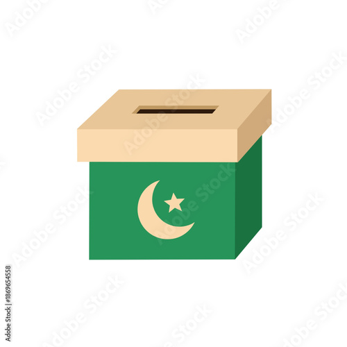 Islamic Election Ballot Box with Crescent and Star Symbol	