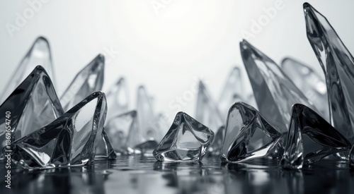 Many pieces of glass sitting on a table