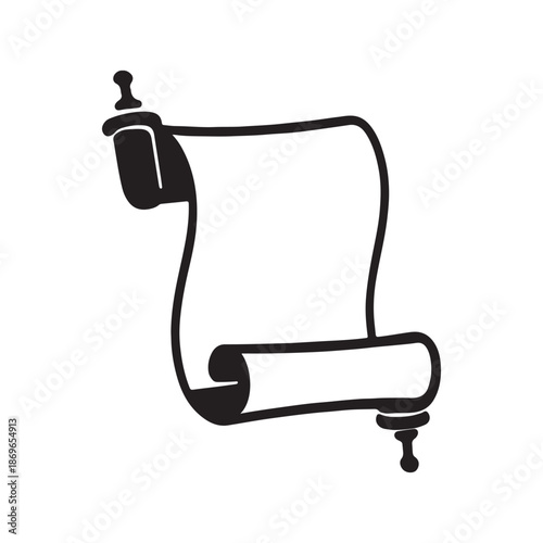 A stylized vector graphic of a rolled parchment scroll, symbolizing ancient wisdom, historical documents, crucial messages, old agreements, or official announcements
