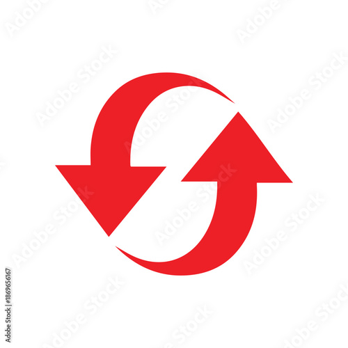 Red arrows forming a circular loop, symbolizing refresh, repeat, or sync