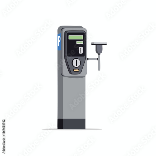 Modern Parking Meter with Payment Terminal