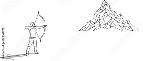 Man Aiming Bow and Arrow Illustration.
