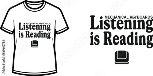 T-shirt with Listening is Reading text minimalist design casual wear