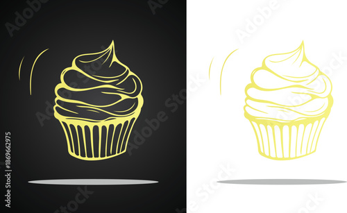 Beautiful and cool golden sponge cake bread vector logo image for various design purposes and so on with transparent, black and white background