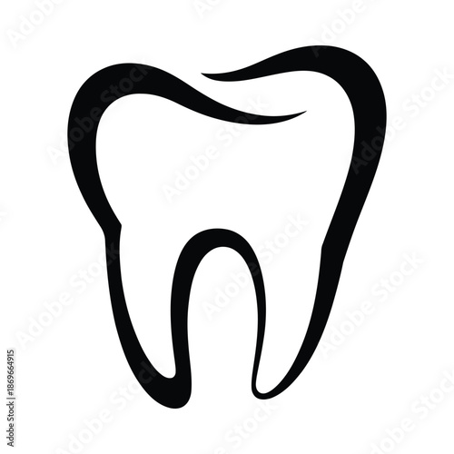 Black outline of a molar tooth on a white background