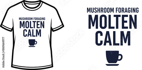 Mushroom foraging t-shirt minimalist design featuring calm motif ideal for nature enthusiasts and casual wear