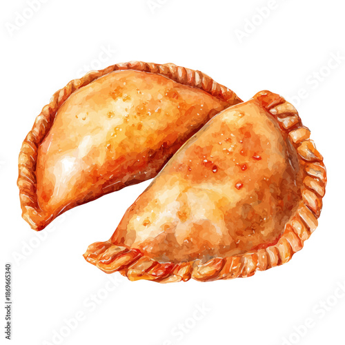 Watercolor illustration of Empanada, vector artwork, isolated on white background.